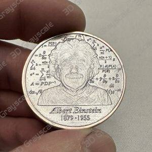 Albert Einstein Coin 3D Height Map - Heightmap Download