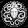 Serpent Medusa Depth Map | Mythological Engraving File | CNC & Laser | Gorgon Coin Design - Heightmap Download