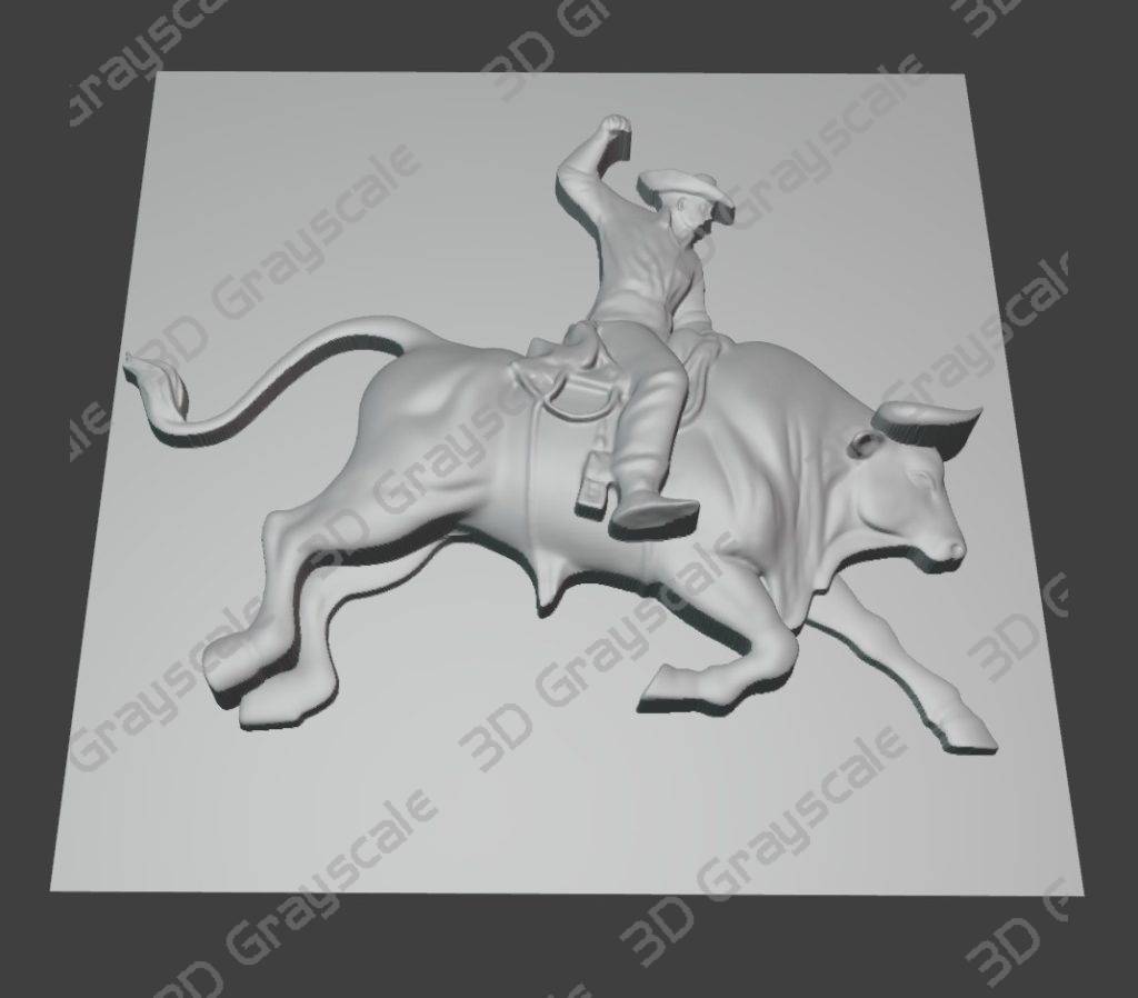 Bull Rider | CNC Design From A 3D Model – 3D Grayscale