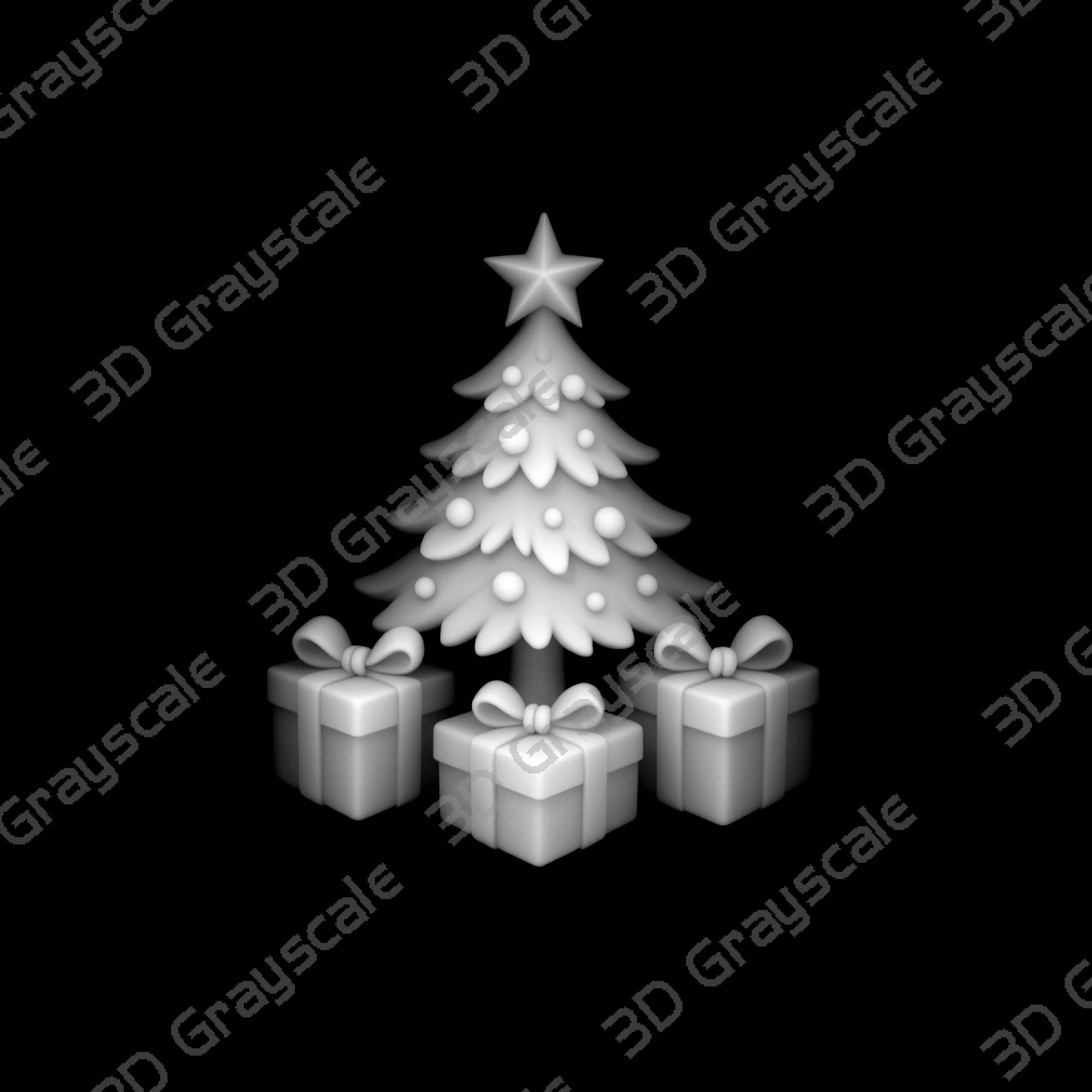 Christmas tree gifts grayscale - Depth Map Christmas tree gifts grayscale - Heightmap Download