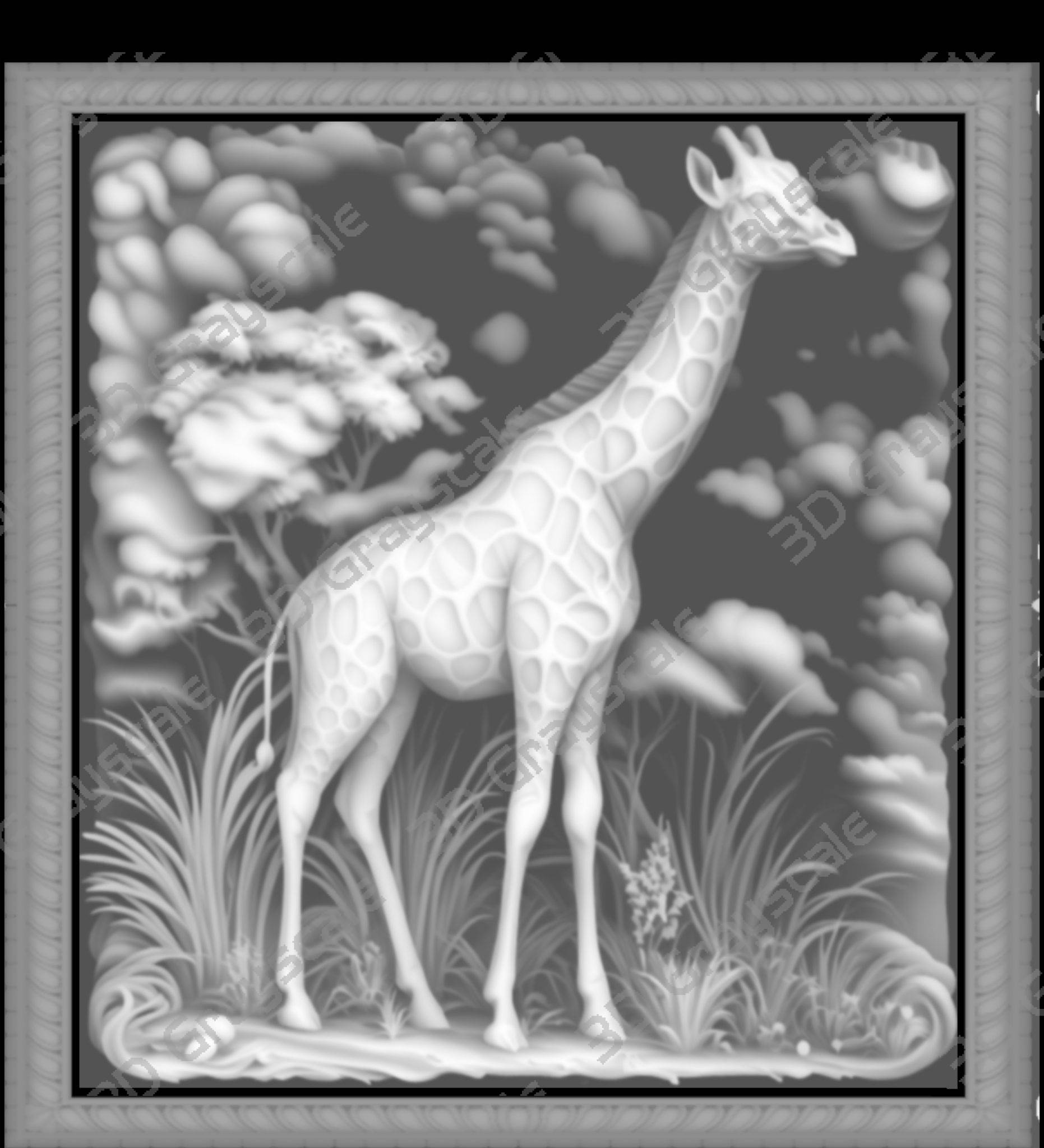 Giraffe grayscale cnc depthmap – 3D Grayscale