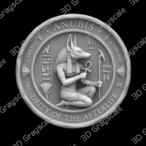 Anubis Jackal God Egyptian Underworld Coin 16 bit 3D Depth Map PNG, Fiber Laser Engraving File, Grayscale Height Map, LightBurn, Challenge - Heightmap Download