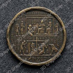 Book of the Dead Egyptian Underworld Coin 16 bit 3D Depth Map PNG, Fiber Laser Engraving File, Grayscale Height Map, LightBurn, Challenge - Heightmap Download