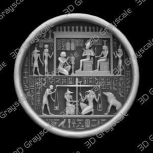 Book of the Dead Egyptian Underworld Coin 16 bit 3D Depth Map PNG, Fiber Laser Engraving File, Grayscale Height Map, LightBurn, Challenge - Heightmap Download
