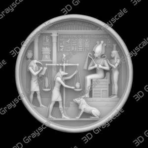 Osiris Judgment Throne Egyptian Underw Coin 16 bit 3D Depth Map PNG, Fiber Laser Engraving File, Grayscale Height Map, LightBurn, Challenge - Heightmap Download