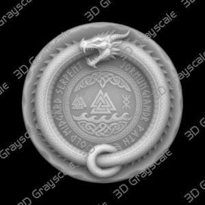 Midgard Serpent thor Coin 16 bit 3D Depth Map PNG, Fiber Laser Engraving File, Grayscale Height Map, LightBurn, Challenge - Heightmap Download