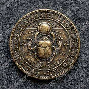 Sacred Scarab Beetle Egyptian Underworld Coin 16 bit 3D Depth Map PNG, Fiber Laser Engraving File Grayscale Height Map, LightBurn, Challenge - Heightmap Download