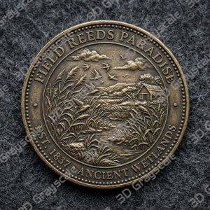 Field Reeds Paradise Egyptian Underworld Coin 16 bit 3D Depth Map PNG, Fiber Laser Engraving File Grayscale Height Map, LightBurn, Challenge - Heightmap Download
