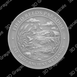 Field Reeds Paradise Egyptian Underworld Coin 16 bit 3D Depth Map PNG, Fiber Laser Engraving File Grayscale Height Map, LightBurn, Challenge - Heightmap Download