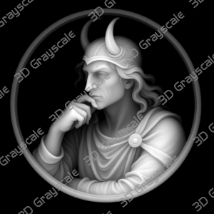 Loki the trickster viking mythology Coin 16 bit 3D Depth Map PNG, Fiber Laser Engraving File, Grayscale Height Map, LightBurn, Challenge - Heightmap Download