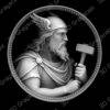 Thor with Mjolnir viking mythology Coin 16 bit 3D Depth Map PNG, Fiber Laser Engraving File, Grayscale Height Map, LightBurn, Challenge - Heightmap Download
