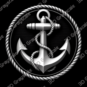 Pirate Anchor Coin 16 bit Depth Map | 3D Laser Engraving File | Grayscale Height Map | LightBurn | Fiber Laser | Embossed | Challenge Coin PNG - Heightmap Download