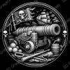 Pirate Cannon Coin 16 bit Depth Map | 3D Laser Engraving File | Grayscale Height Map | LightBurn | Fiber Laser | Embossed | Challenge Coin PNG - Heightmap Download