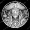 Pirate Captain Coin 16 bit Depth Map | 3D Laser Engraving File | Grayscale Height Map | LightBurn | Fiber Laser | Embossed | Challenge Coin PNG - Heightmap Download