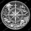Pirate Compass Coin 16 bit Depth Map | 3D Laser Engraving File | Grayscale Height Map | LightBurn | Fiber Laser | Embossed | Challenge Coin PNG - Heightmap Download