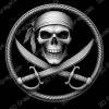 Pirate Skull & Crossed Cutlasses Coin 16 bit Depth Map, 3D Laser Engraving File, Grayscale Height Map, LightBurn, Fiber Laser, Challenge Coin PNG - Heightmap Download
