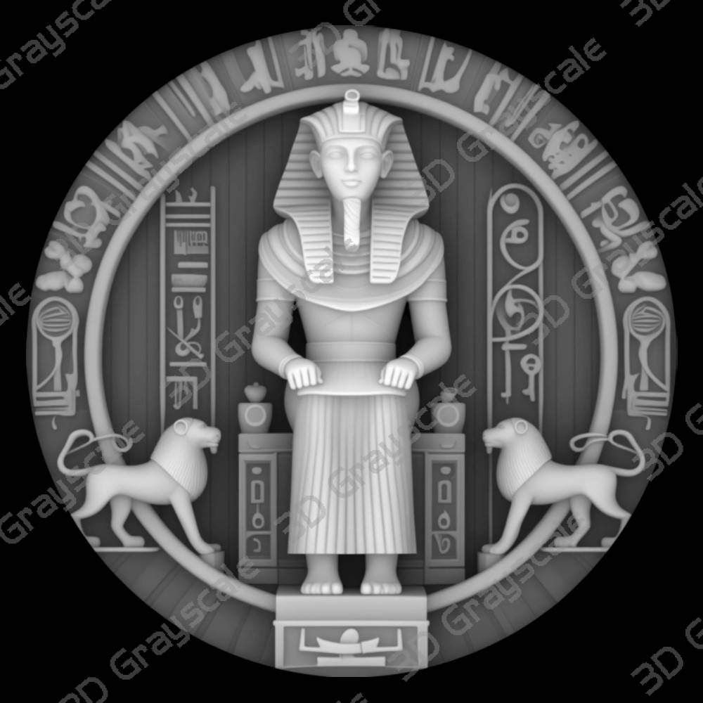 Pharaoh Tutankhamun coin laser engraving cnc - Depth Map Pharaoh Tutankhamun coin laser engraving cnc - Heightmap Download