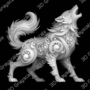 wolf grayscale engraving motif - Heightmap Download