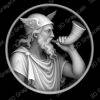 Heimdall with Gjallarhorn viking Coin 16 bit 3D Depth Map PNG, Fiber Laser Engraving File, Grayscale Height Map, LightBurn, Challenge - Heightmap Download
