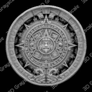 Coin Depth Map, Fiber Laser Engraving File, LightBurn, Grayscale Height Map, Embossing, CNC, PNG, Aztec Sun Stone - Heightmap Download