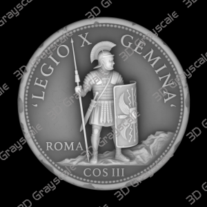 Challenge Coin 3D Depth Map, CNC PNG File, Fiber Laser, Lightburn, Engraving, Embossed, Grayscale, Height Map, Legionary Soldier Roman - Heightmap Download