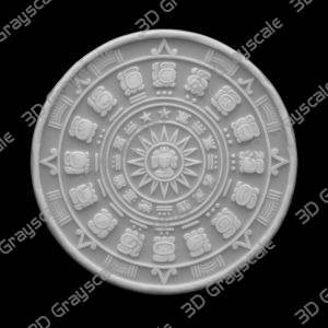 Coin Depth Map, Fiber Laser Engraving File, LightBurn, Grayscale Height Map, Embossing, CNC, PNG, Sacred Calendar Glyphs Aztec Sun Stone - Heightmap Download