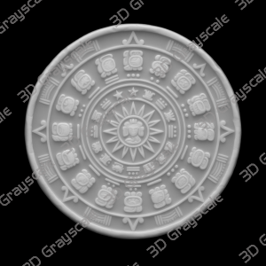 Coin Depth Map, Fiber Laser Engraving File, LightBurn, Grayscale Height Map, Embossing, CNC, PNG, Sacred Calendar Glyphs Aztec Sun Stone - Heightmap Download
