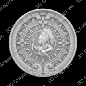 Coin Depth Map, Fiber Laser Engraving File, LightBurn, Grayscale Height Map, Embossing, CNC, PNG, Tonatiuh Sun God Aztec Sun Stones - Heightmap Download