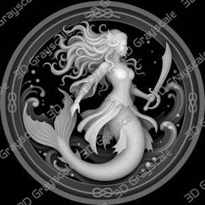 Challenge Coin 3D Depth Map, CNC PNG File, Fiber Laser, Lightburn, Engraving, Embossed, Grayscale, Height Map, Female Pirates, EDC - Heightmap Download