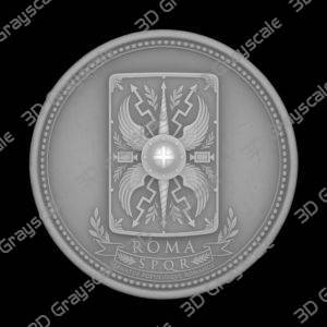 Challenge Coin 3D Depth Map, CNC PNG File, Fiber Laser, Lightburn, Engraving, Embossed, Grayscale, Height Map, Roman Scutum Shield Imperial - Heightmap Download