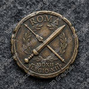 Challenge Coin 3D Depth Map, CNC PNG File, Fiber Laser, Lightburn, Engraving, Embossed, Grayscale, Height Map, Gladius Pilum Roman Imperial - Heightmap Download