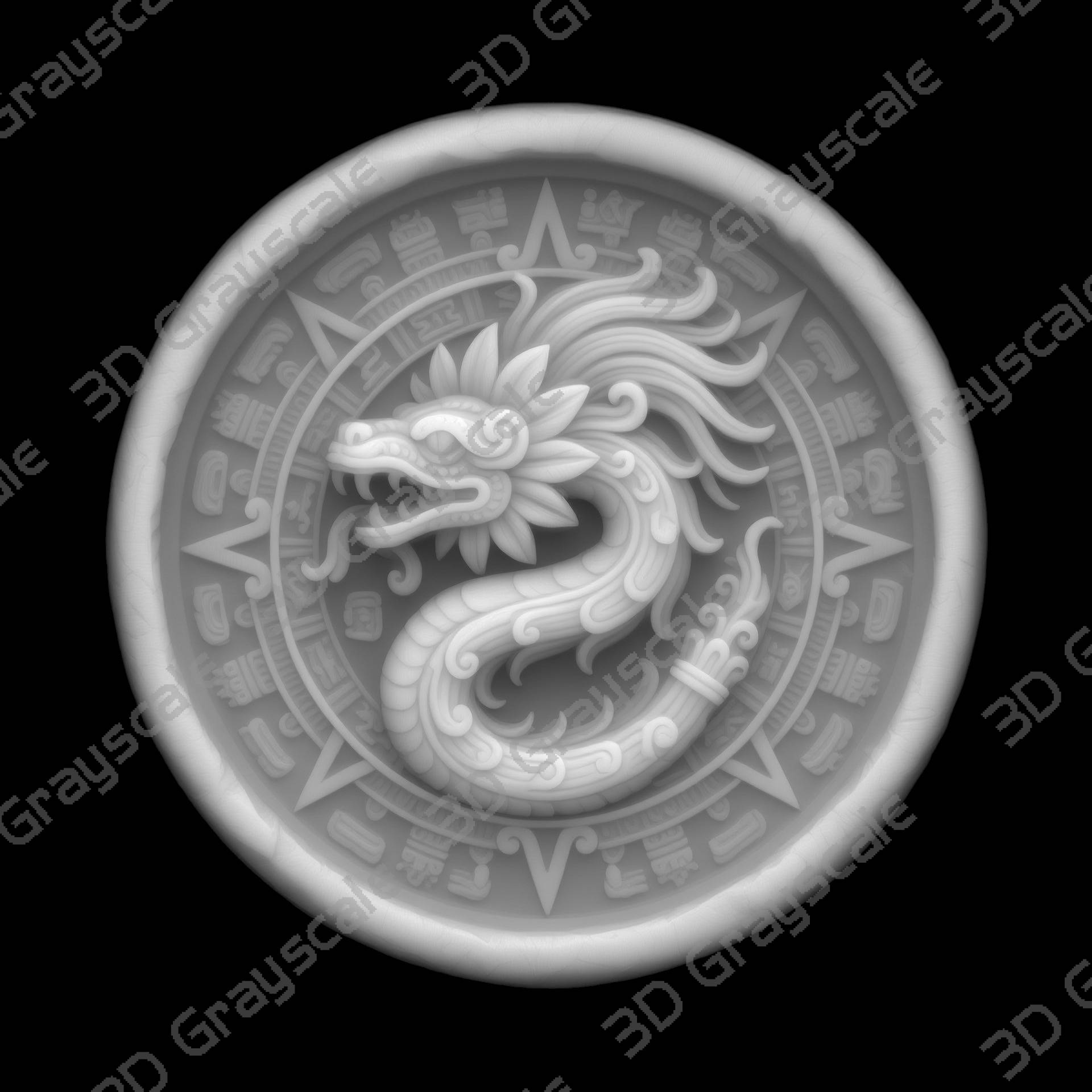 Coin Depth Map, Fiber Laser Engraving File, LightBurn, Grayscale Height Map, Embossing, CNC, PNG, Feathered Serpent Idol Aztec Sun Stone - Depth Map Coin Depth Map, Fiber Laser Engraving File, LightBurn, Grayscale Height Map, Embossing, CNC, PNG, Feathered Serpent Idol Aztec Sun Stone - Heightmap Download