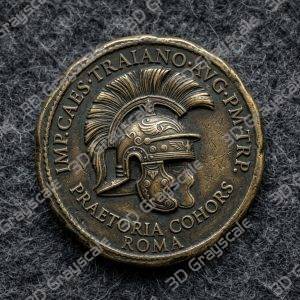 Challenge Coin 3D Depth Map, CNC PNG File, Fiber Laser, Lightburn, Engraving, Embossed, Grayscale, Height Map, Praetorian Guard Helmet Roman - Heightmap Download
