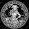 Challenge Coin 3D Depth Map, CNC PNG File, Fiber Laser, Lightburn, Engraving, Embossed, Grayscale, Height Map, Sexy Female Pirates Treasure - Heightmap Download