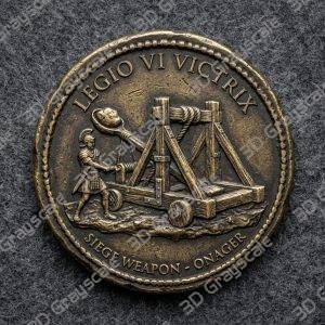 Challenge Coin 3D Depth Map, CNC PNG File, Fiber Laser, Lightburn, Engraving, Embossed, Grayscale, Height Map, Legionary Siege Weapon Roman - Heightmap Download