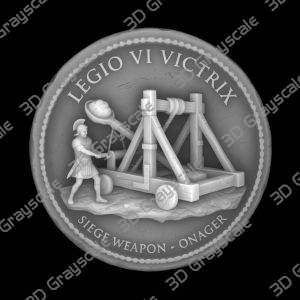 Challenge Coin 3D Depth Map, CNC PNG File, Fiber Laser, Lightburn, Engraving, Embossed, Grayscale, Height Map, Legionary Siege Weapon Roman - Heightmap Download