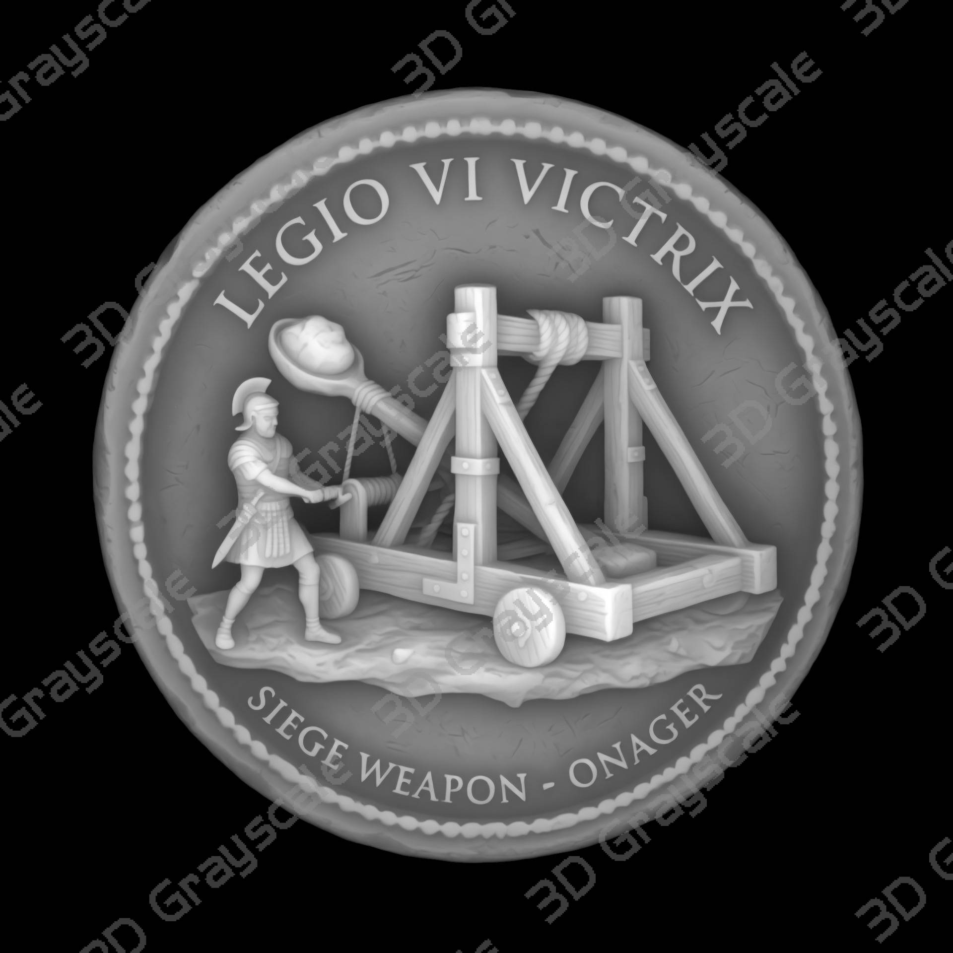Challenge Coin 3D Depth Map, CNC PNG File, Fiber Laser, Lightburn, Engraving, Embossed, Grayscale, Height Map, Legionary Siege Weapon Roman - Depth Map Challenge Coin 3D Depth Map, CNC PNG File, Fiber Laser, Lightburn, Engraving, Embossed, Grayscale, Height Map, Legionary Siege Weapon Roman - Heightmap Download