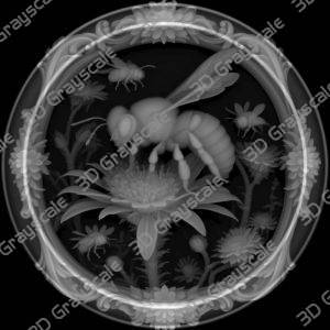 bee coin engraving - Heightmap Download