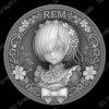 Rem Re:zero grayscale coin bitmap - Heightmap Download
