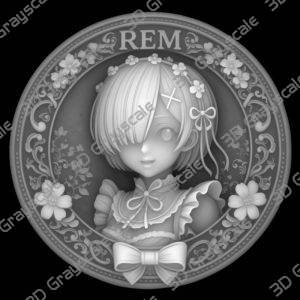 Rem Re:zero grayscale coin bitmap - Heightmap Download