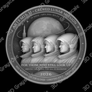 Artemis crew laser coin depthmap - Heightmap Download