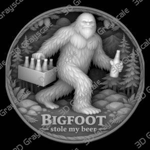 big foot coin engraving - Heightmap Download