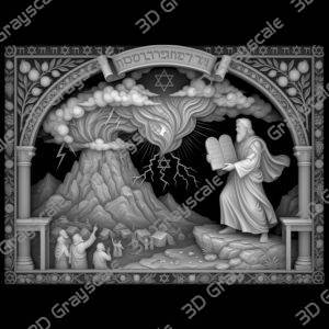 Moses and ten commandments depthmap - Heightmap Download