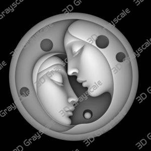 ying yang faces depthmap - Heightmap Download