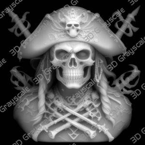 Pirate laser engraving motif grayscale file - Heightmap Download