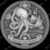 Kraken depthmap coin laser engraving - Heightmap Download
