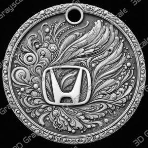Honda emblem coaster coin engraving - Heightmap Download