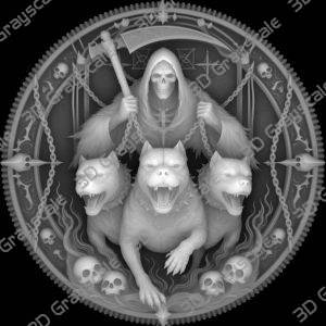 grim reaper laser engraving coin - Heightmap Download