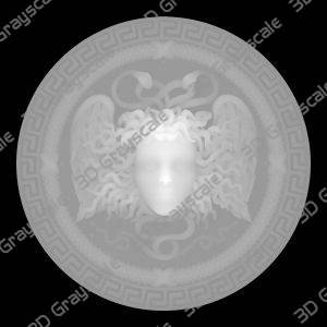 Greek coin perseus gorgon depthmap - Heightmap Download