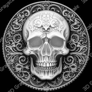Gothic coin laser engraving depthmap - Heightmap Download